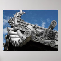 Gargoyles del tejado del templo de Horyu-ji - Nara Poster