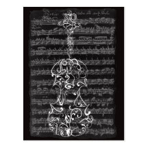 Garrapatos del violín en el manuscrito de Bach Tarjetas Postales