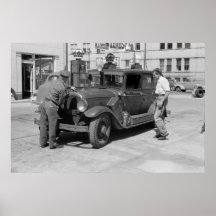 Gasolinera roja de la corona, los años 40 impresiones