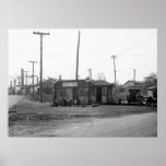 Gasolinera y coches 1925 posters