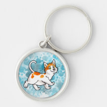 Gatito anaranjado y blanco llaveros
