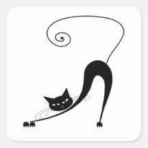 Gatito banal negro 2 calcomanías cuadradass personalizadas