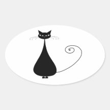 Gatito banal negro 4 calcomania oval