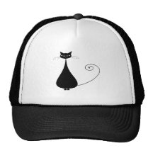 Gatito banal negro 4 gorros bordados