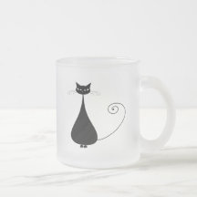 Gatito banal negro 4 taza de café
