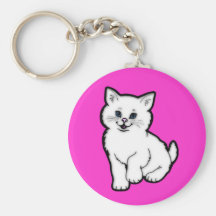 Gatito blanco borroso llavero personalizado