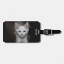 Gatito blanco etiqueta de maleta