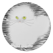 Gatito blanco rizado platos de comidas