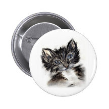 Gatito blanco y negro lindo pins