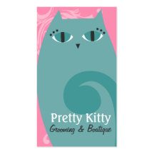 Gatito bonito azul y rosado plantilla de tarjeta de negocio