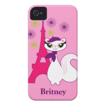 Gatito bonito París personalizada iPhone 4 Cárcasa
