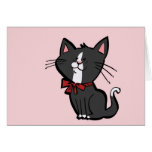 Gatito con el arco rojo en rosa tarjetas