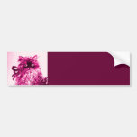 GATITO CON los ROSAS, blanco fucsia rosado Pegatina De Parachoque