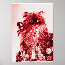 GATITO CON LOS ROSAS, el rojo y el blanco Impresiones