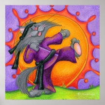 Gatito de Kung Fu/impresión del artista - cuadrado Impresiones
