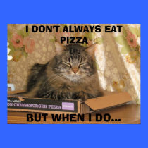 gatito de la pizza del cheeseburger posters