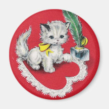 Gatito de la tarjeta del día de San Valentín del v Imán Para Frigorifico