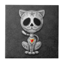 Gatito del azúcar del zombi, oscuro teja  ceramica