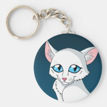 Gatito del blanco del dibujo animado llavero