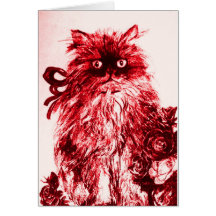 GATITO DEL DÍA DE PADRE CON LOS ROSAS ROJOS TARJETON
