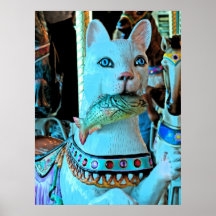 Gatito del tiovivo con los pescados poster