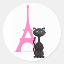 Gatito el vacaciones en París Etiqueta