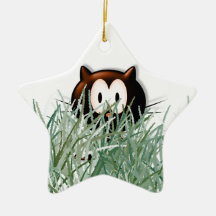 Gatito en la hierba ornaments para arbol de navidad