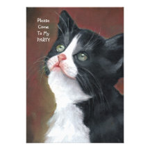 Gatito en pastel: Invitación del fiesta