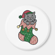 Gatito en un almacenamiento del navidad imán para frigorifico