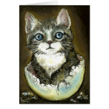 Gatito en una cáscara de huevo felicitacion 
