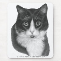 Gatito G., gato blanco y negro Tapetes De Raton