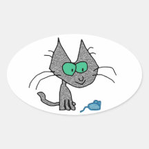 Gatito largo de Wiskerd Calcomania Oval