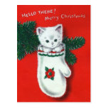 Gatito lindo del navidad tarjeta postal