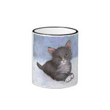 Gatito lindo en pastel del aceite: Gatito Grande-O Taza