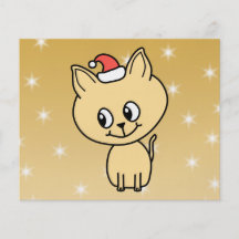 Gatito lindo en un sombrero del navidad tarjetas informativas