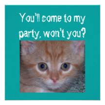 Gatito lindo - fiesta del cumpleaños del niño invitaciones personalizada