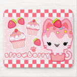 Gatito Mousepad de la magdalena de la fresa