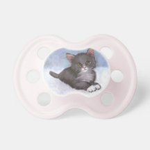 Gatito mullido: Arte original del pastel del aceit Chupetes De Bebe