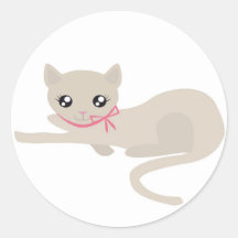 Gatito Pegatina Redonda