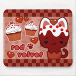 Gatito rojo Mousepad de la magdalena del terciopel