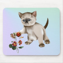 Gatito siamés CONTRA la mariquita Mousepad Tapetes De Ratones