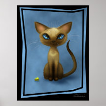Gatito siamés del punto del sello poster