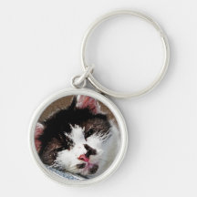 Gatito soñoliento llaveros personalizados