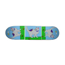 Gatito y mariposa grises monopatín personalizado
