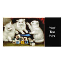 gatitos con los bloques de la letra tarjetas fotográficas personalizadas