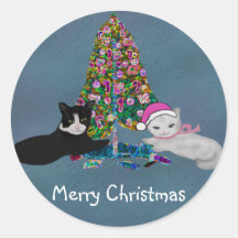 Gatitos del navidad pegatinas redondas