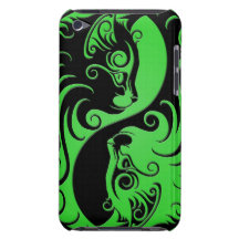 Gatitos verdes y negros de Yin Yang iPod Case-Mate Coberturas