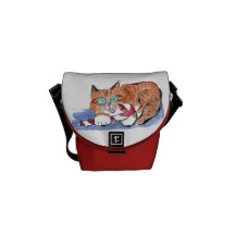 Gatitos y bastón de caramelo bolsa de mensajería