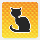 Gato amarillo-naranja pegatinas cuadradas