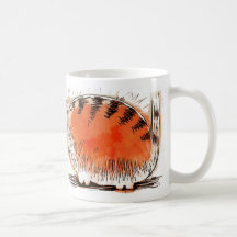 gato anaranjado chiflado del dibujo animado tazas